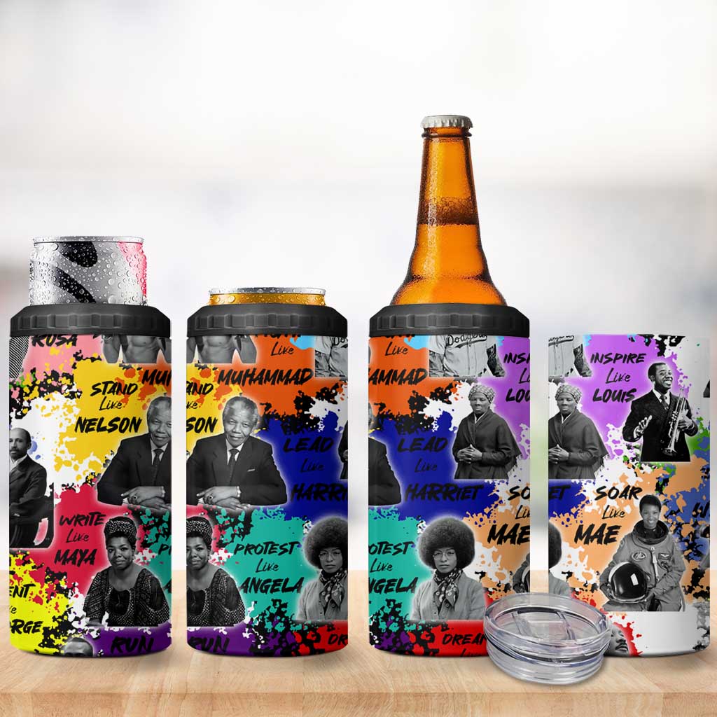 Black History Month 4 in 1 Can Cooler Tumbler African American Paint Splashes