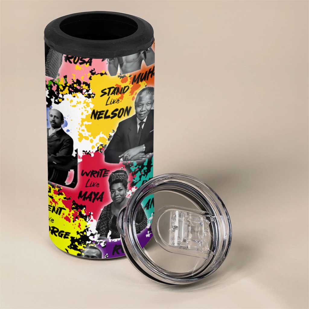 Black History Month 4 in 1 Can Cooler Tumbler African American Paint Splashes