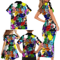 Black History Month Family Matching Short Sleeve Bodycon Dress and Hawaiian Shirt African American Paint Splashes