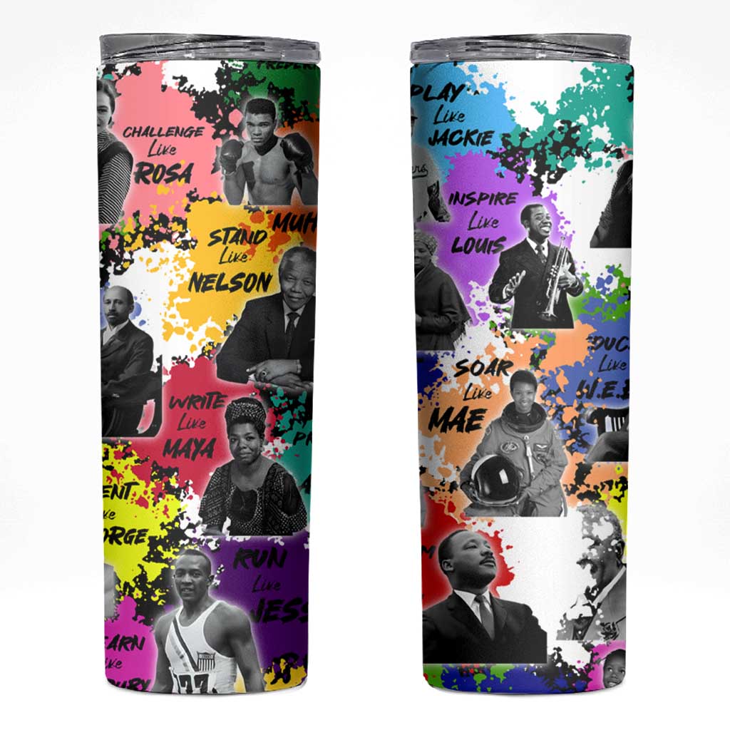 Black History Month Skinny Tumbler African American Paint Splashes