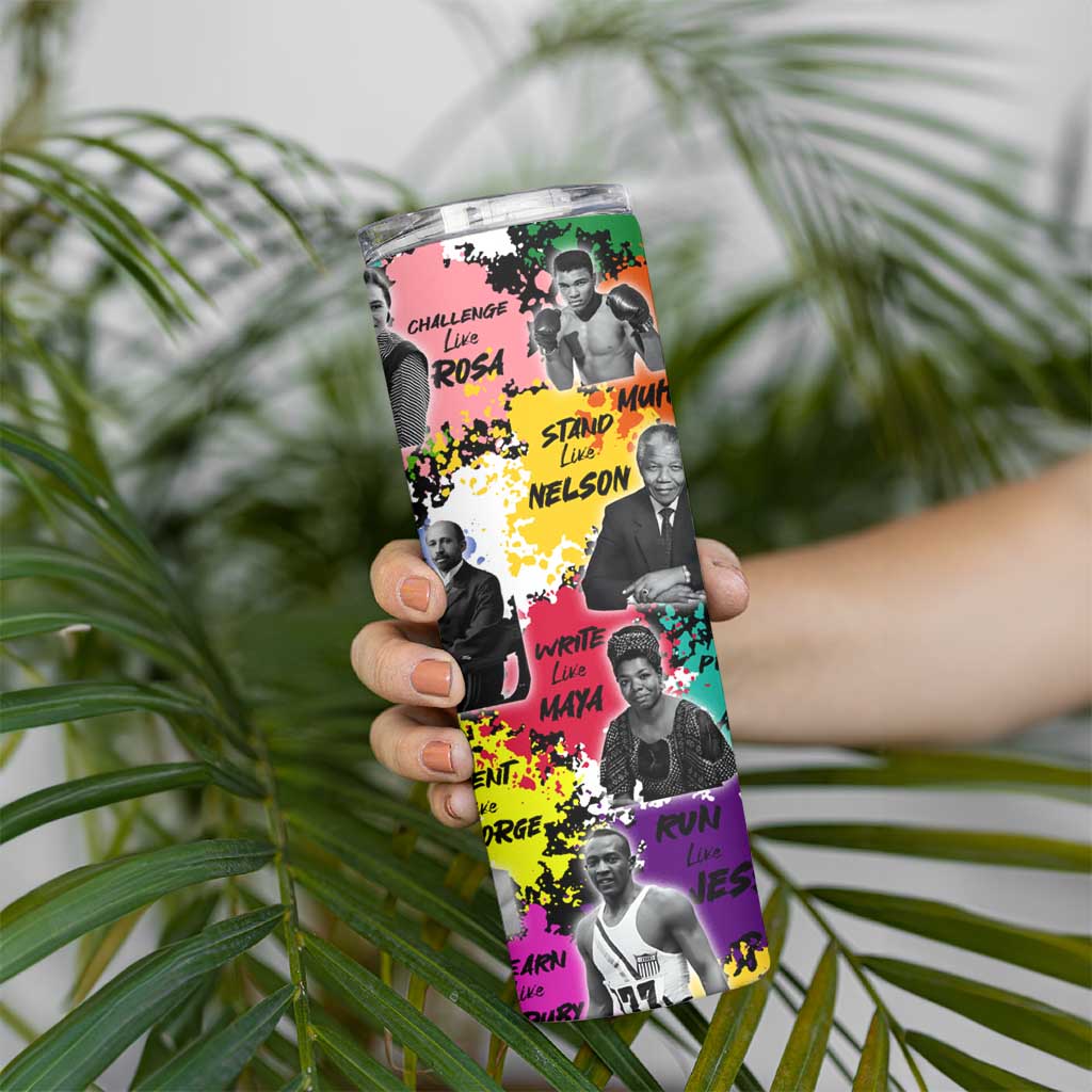 Black History Month Skinny Tumbler African American Paint Splashes