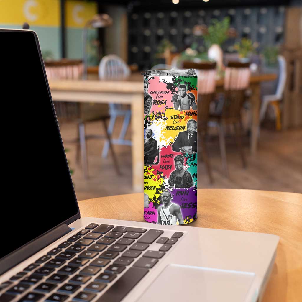 Black History Month Skinny Tumbler African American Paint Splashes