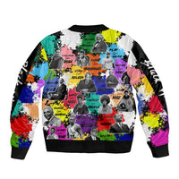 Black History Month Sleeve Zip Bomber Jacket African American Paint Splashes