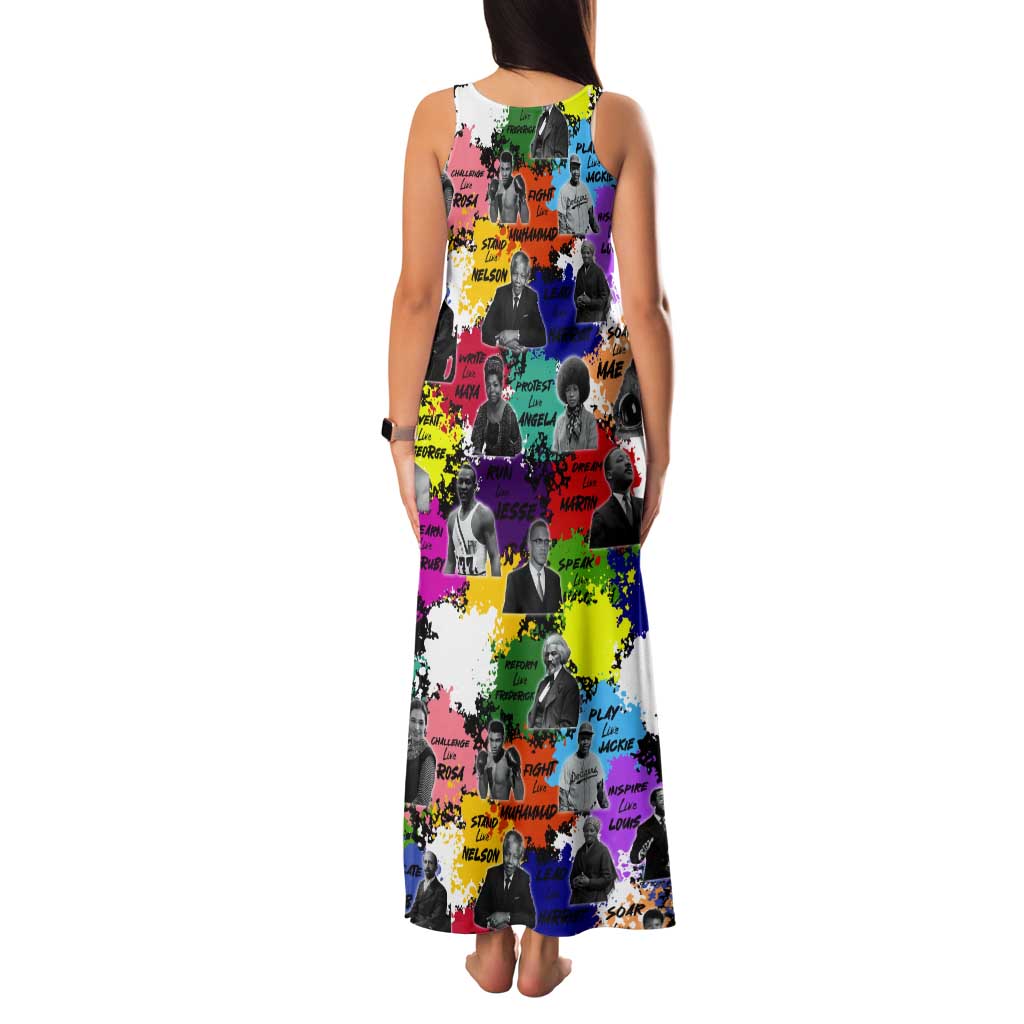 Black History Month Tank Maxi Dress African American Paint Splashes