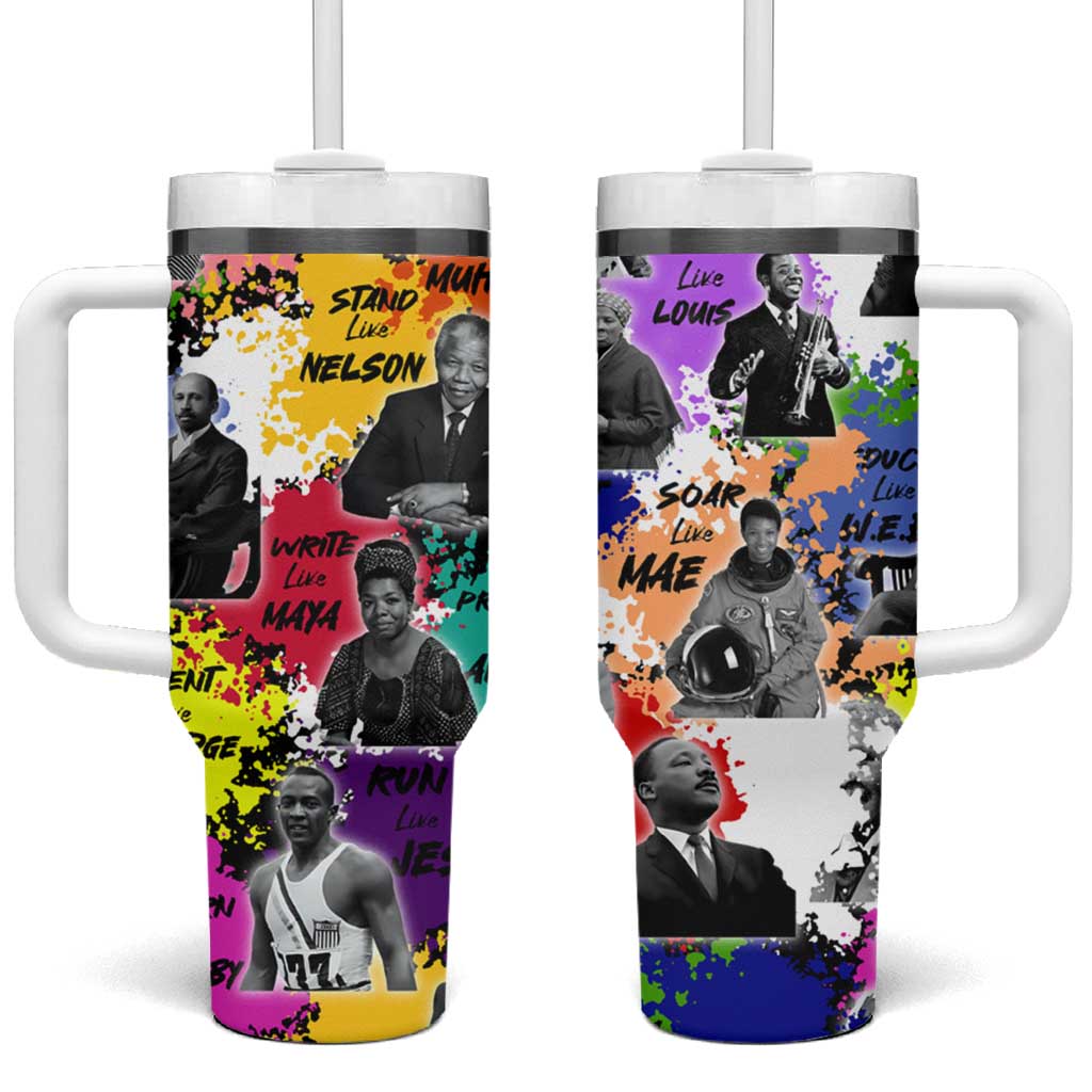 Black History Month Tumbler With Handle African American Paint Splashes