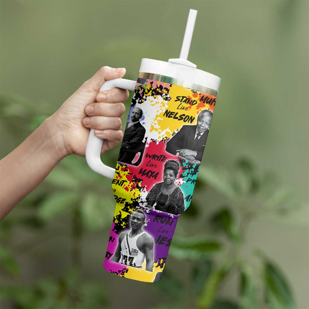 Black History Month Tumbler With Handle African American Paint Splashes