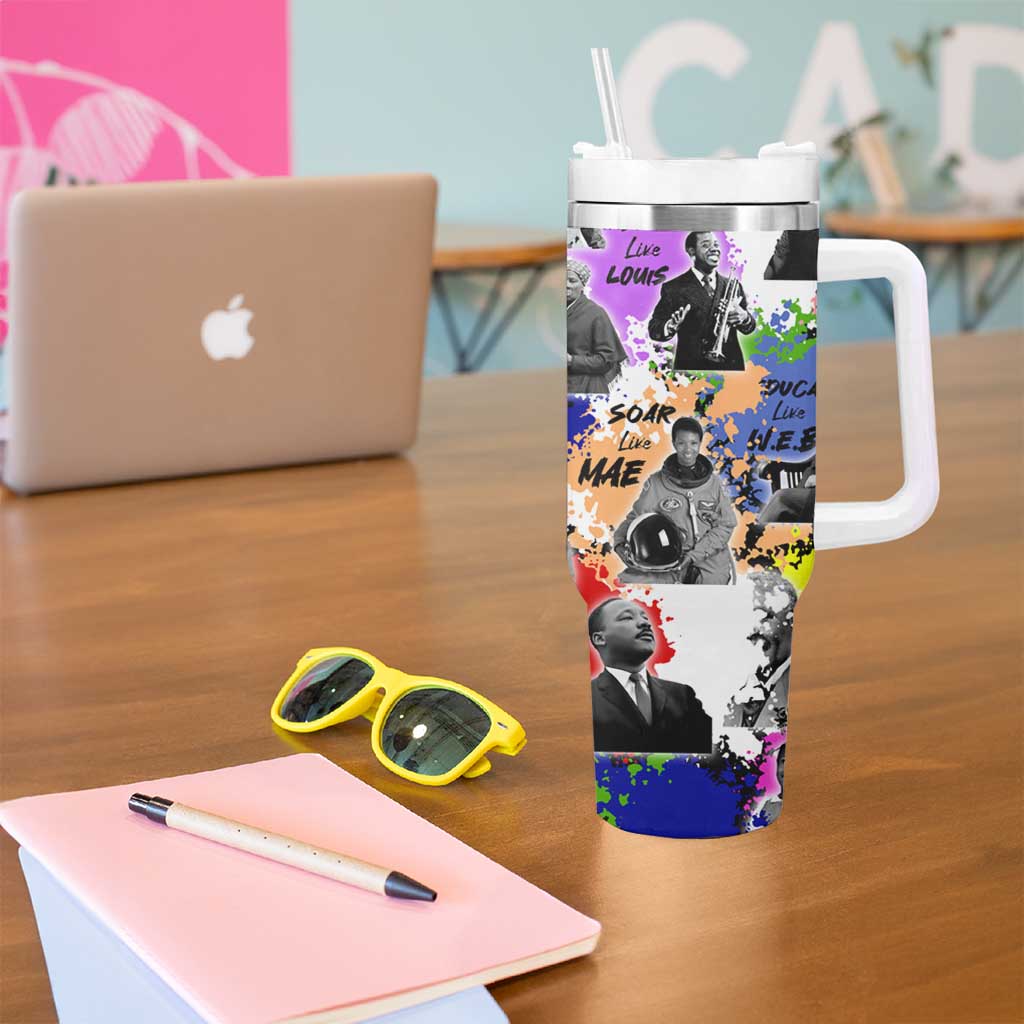 Black History Month Tumbler With Handle African American Paint Splashes