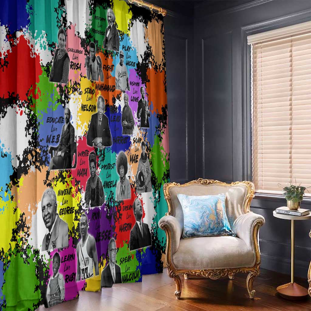 Black History Month Window Curtain African American Paint Splashes