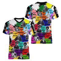 Black History Month Women V-Neck T-Shirt African American Paint Splashes