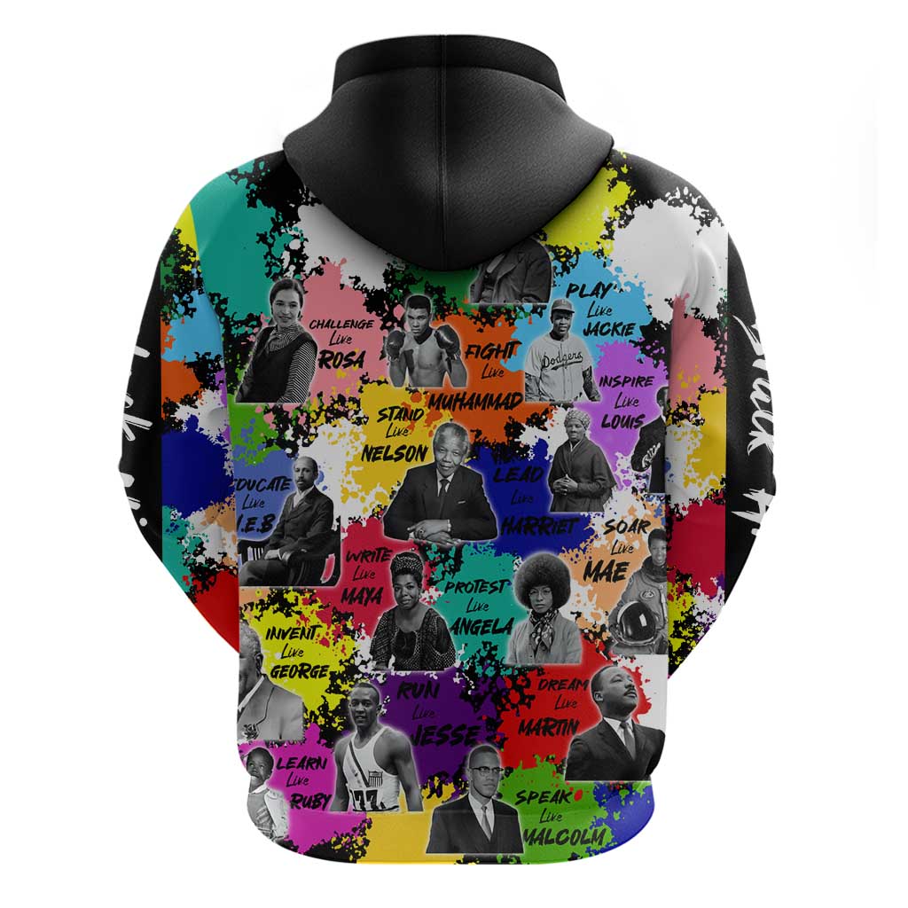 Black History Month Zip Hoodie African American Paint Splashes