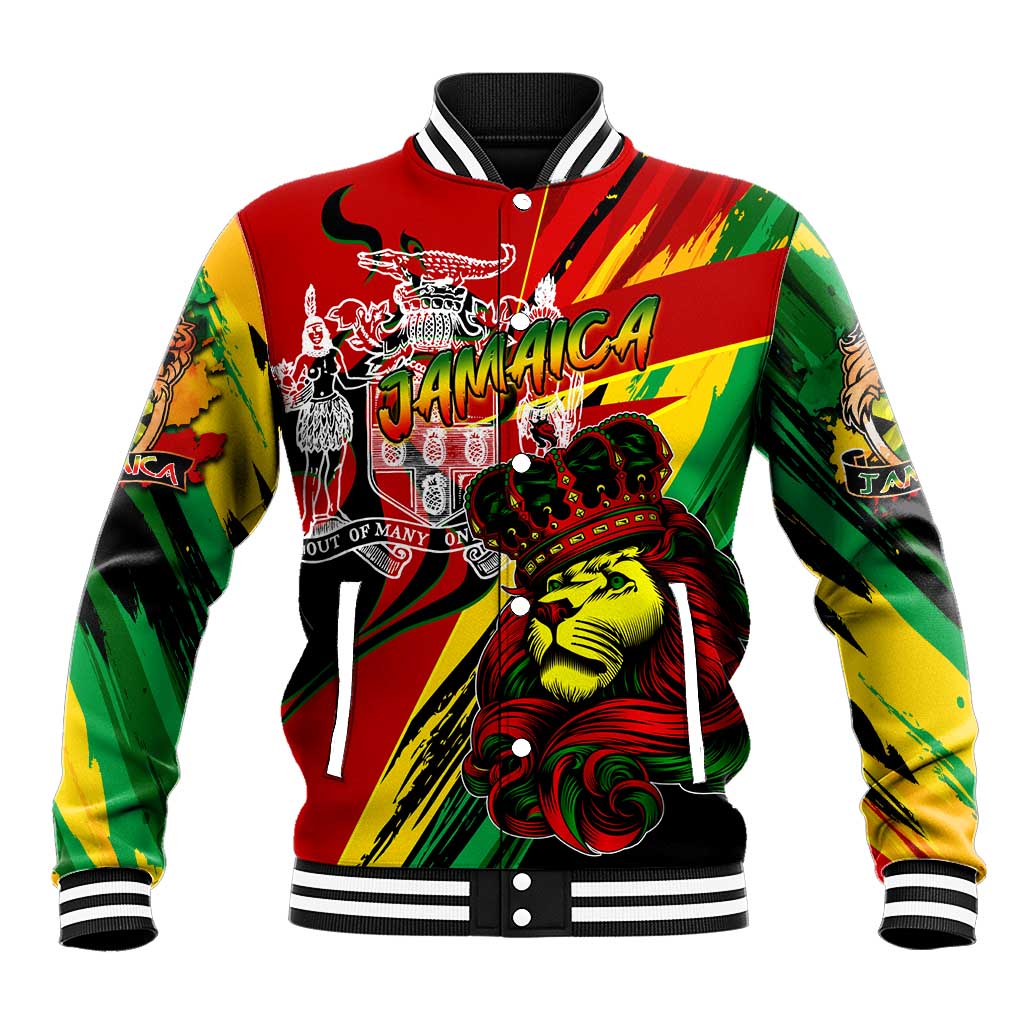 Jamaica Lion Baseball Jacket Coat Of Arms Rastafarianism