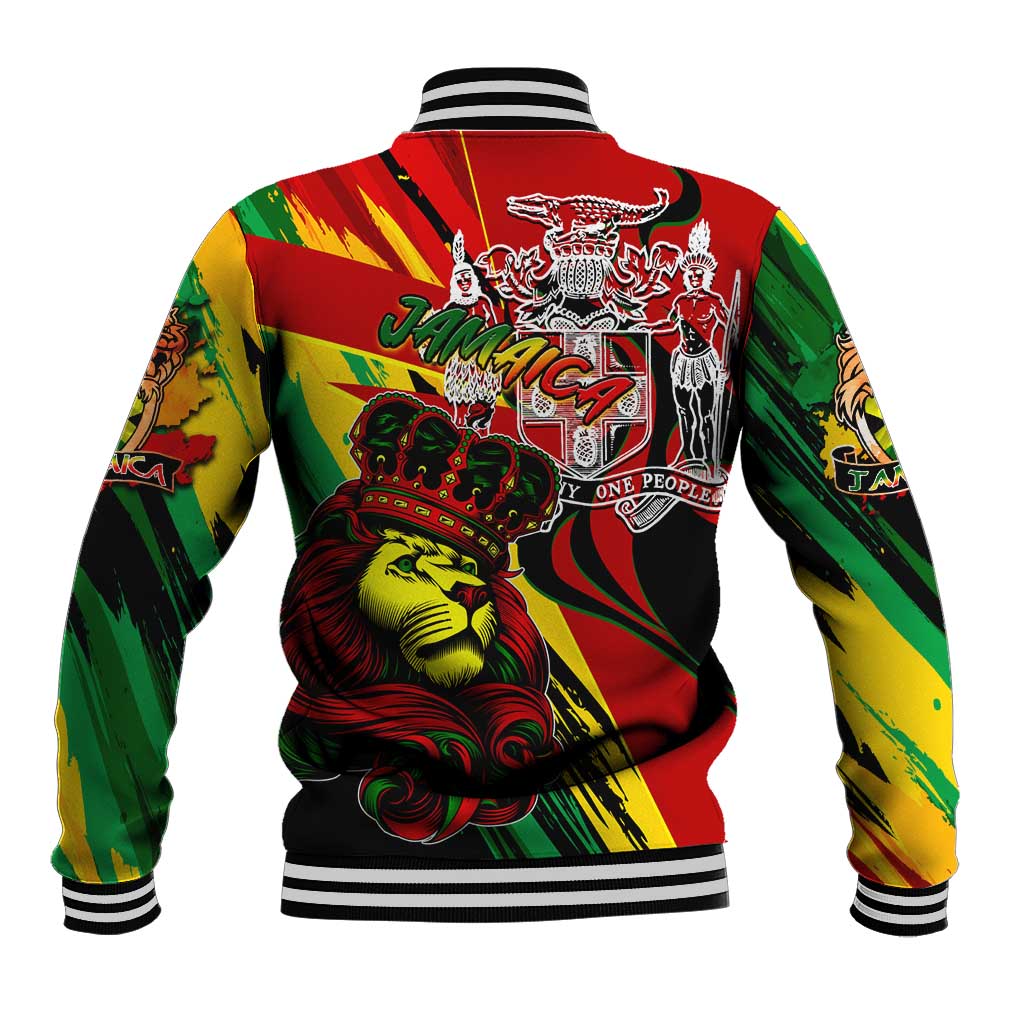 Jamaica Lion Baseball Jacket Coat Of Arms Rastafarianism