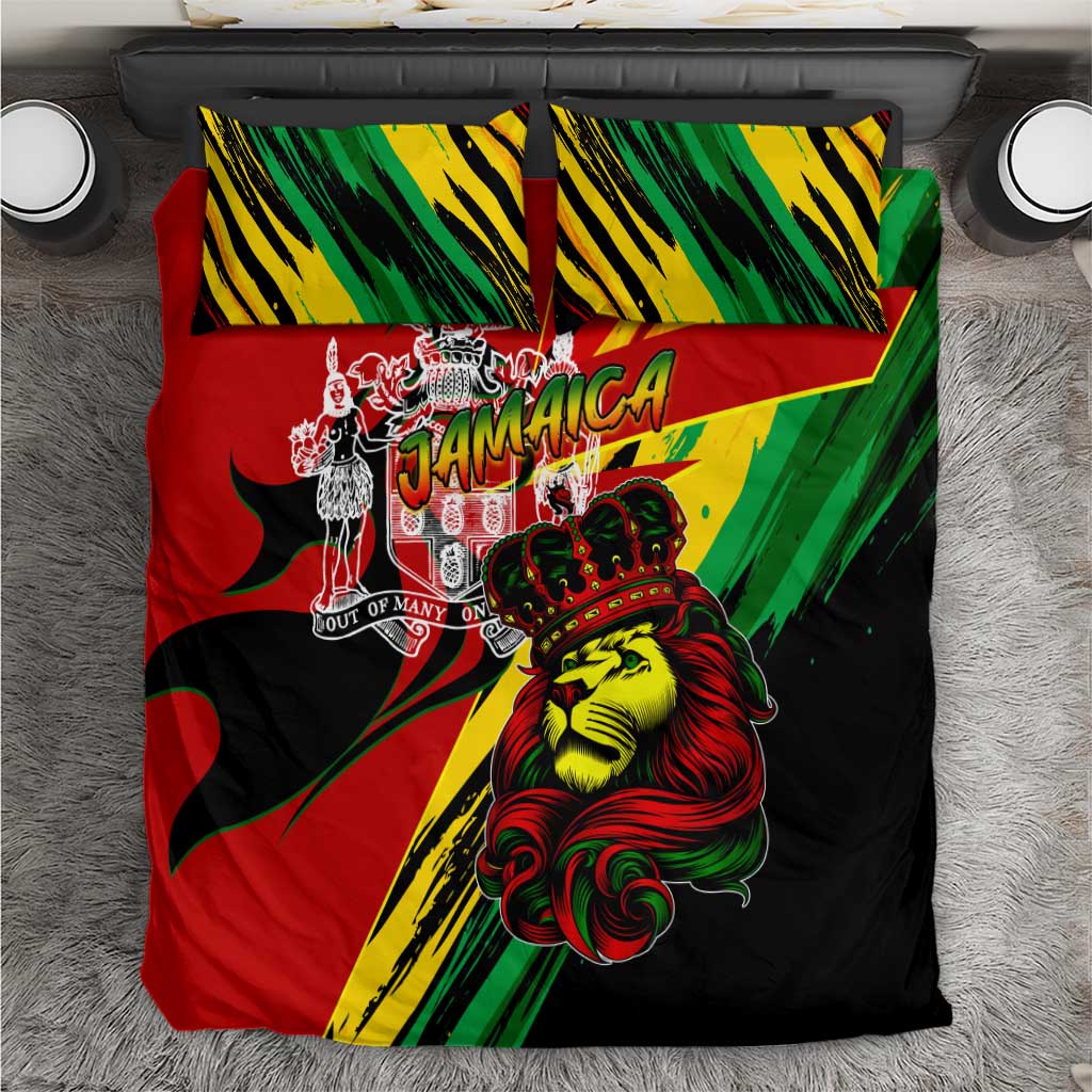 Jamaica Lion Bedding Set Coat Of Arms Rastafarianism