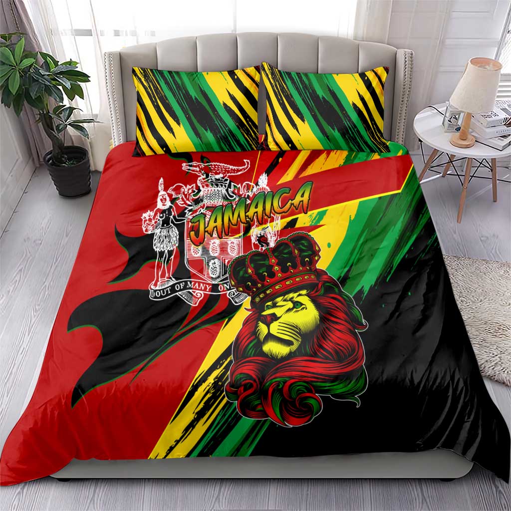 Jamaica Lion Bedding Set Coat Of Arms Rastafarianism