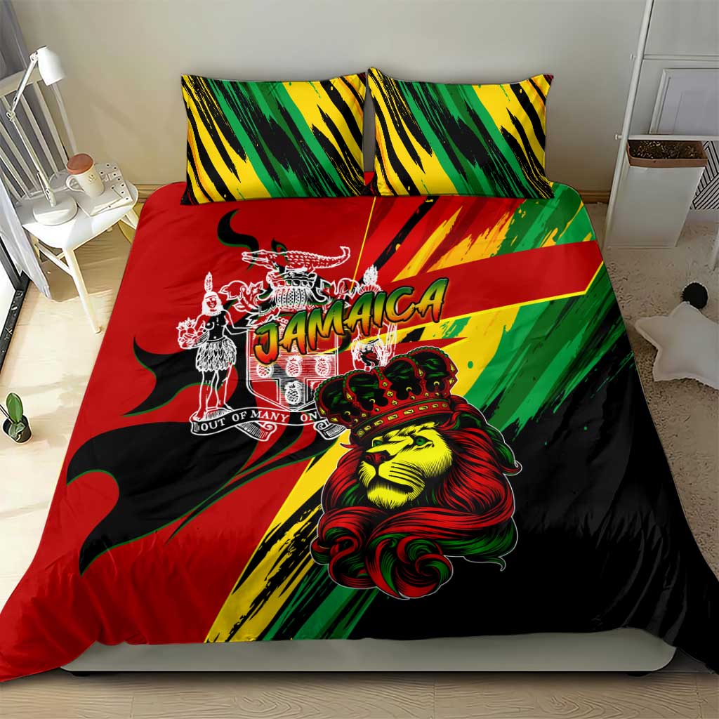 Jamaica Lion Bedding Set Coat Of Arms Rastafarianism