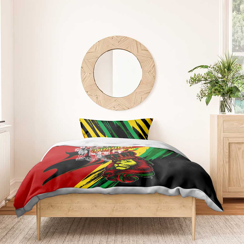 Jamaica Lion Bedding Set Coat Of Arms Rastafarianism