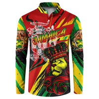 Jamaica Lion Button Sweatshirt Coat Of Arms Rastafarianism