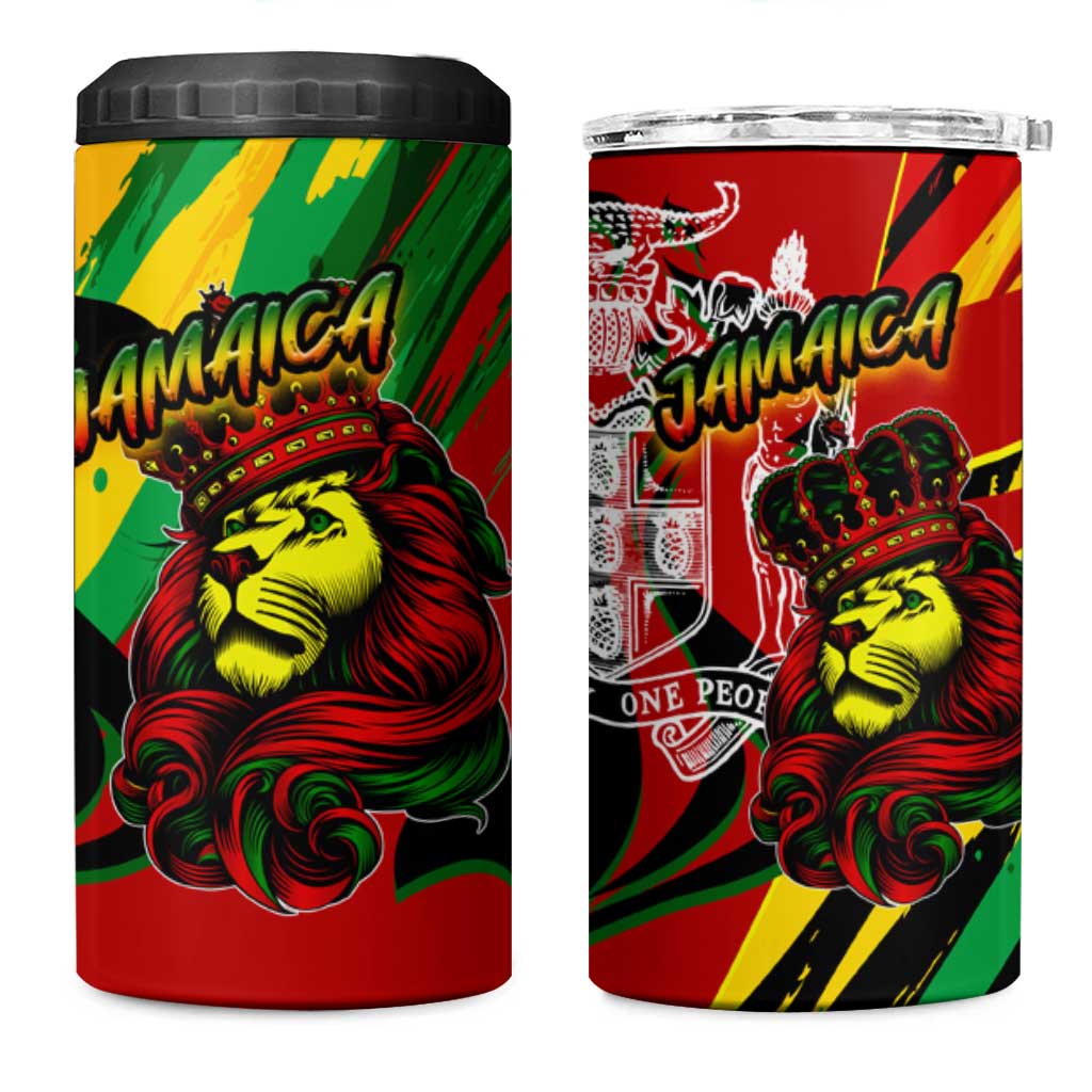 Jamaica Lion 4 in 1 Can Cooler Tumbler Coat Of Arms Rastafarianism