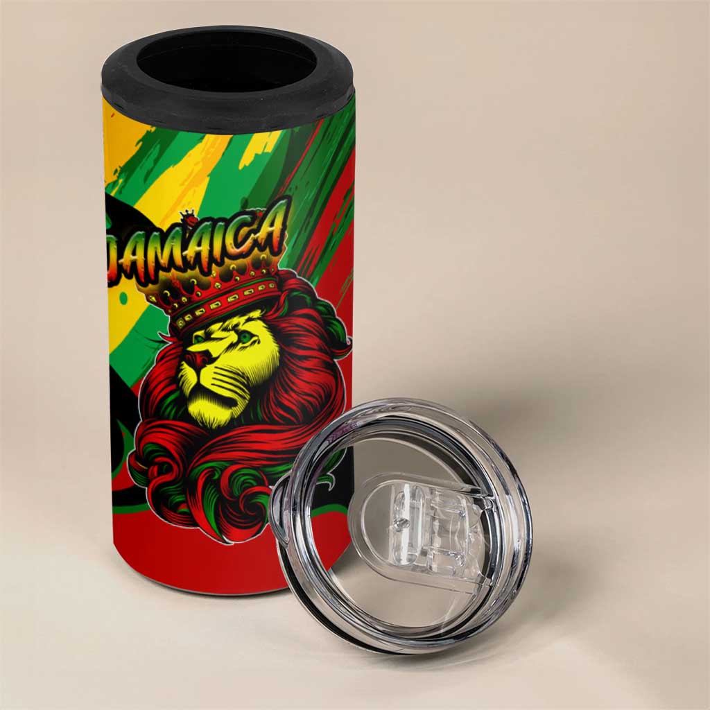 Jamaica Lion 4 in 1 Can Cooler Tumbler Coat Of Arms Rastafarianism