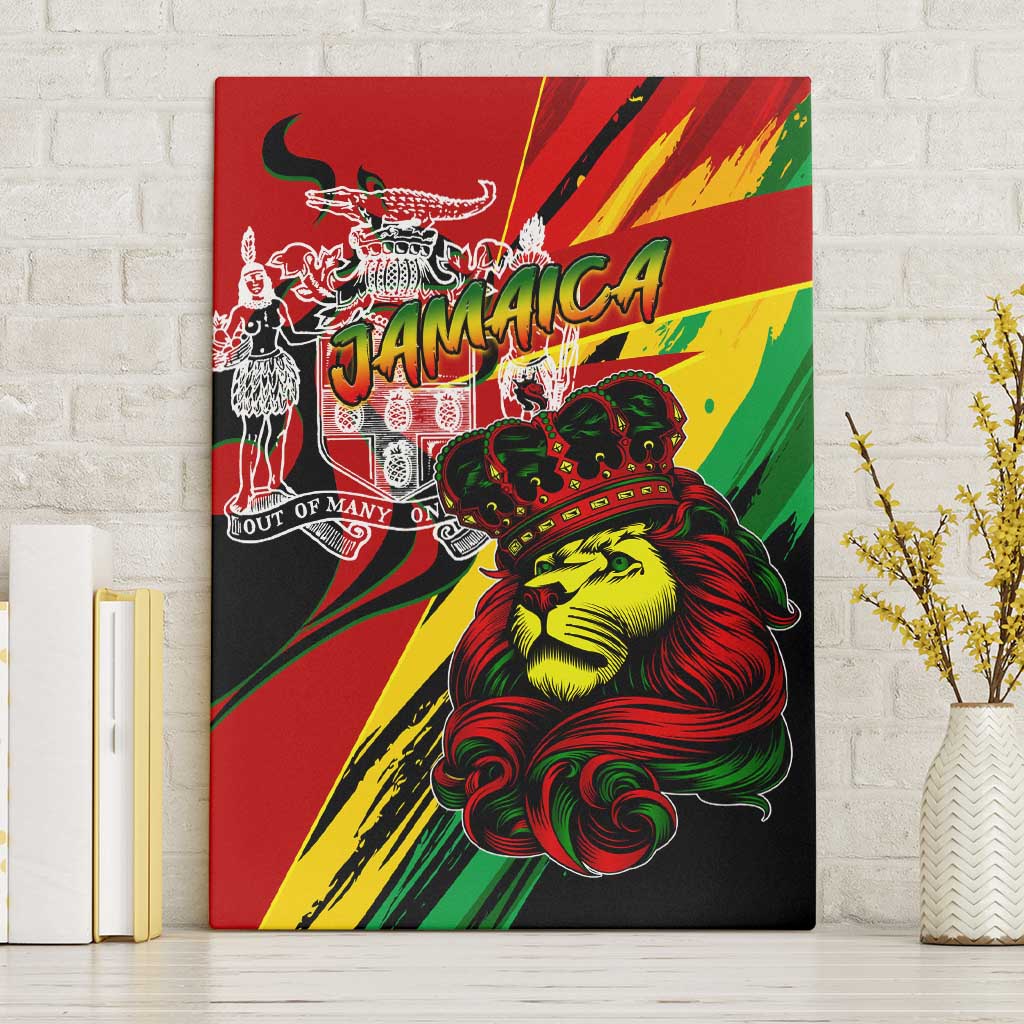 Jamaica Lion Canvas Wall Art Coat Of Arms Rastafarianism