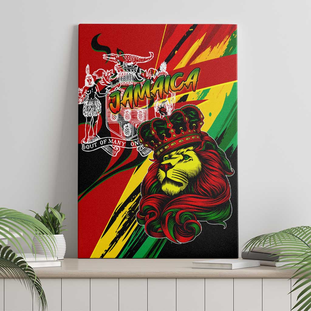 Jamaica Lion Canvas Wall Art Coat Of Arms Rastafarianism