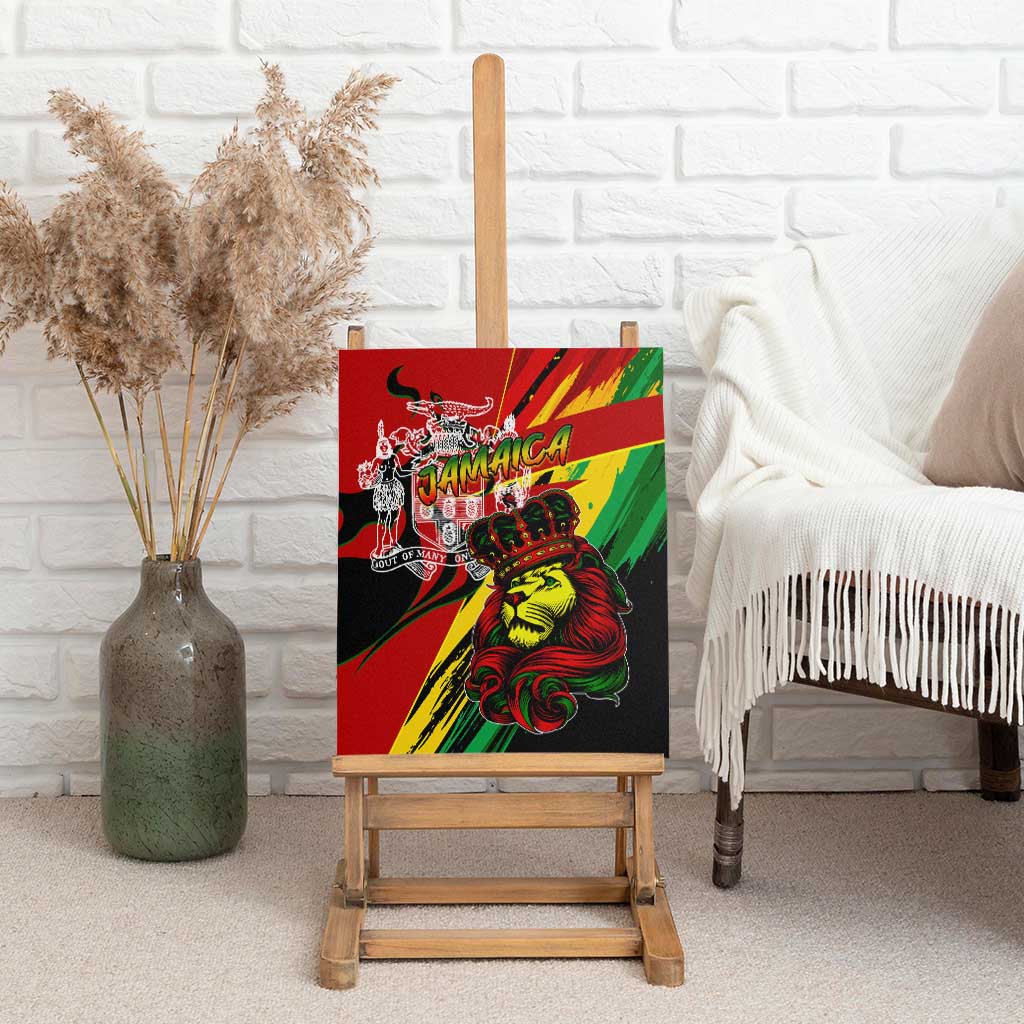 Jamaica Lion Canvas Wall Art Coat Of Arms Rastafarianism