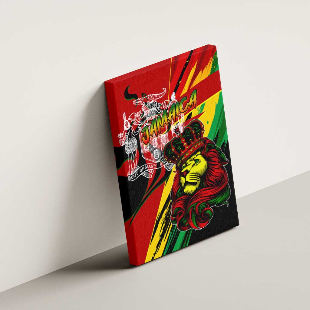 Jamaica Lion Canvas Wall Art Coat Of Arms Rastafarianism
