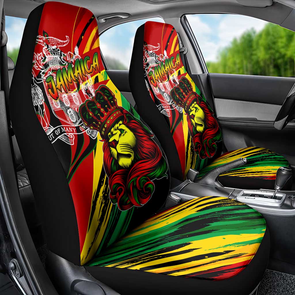 Jamaica Lion Car Seat Cover Coat Of Arms Rastafarianism
