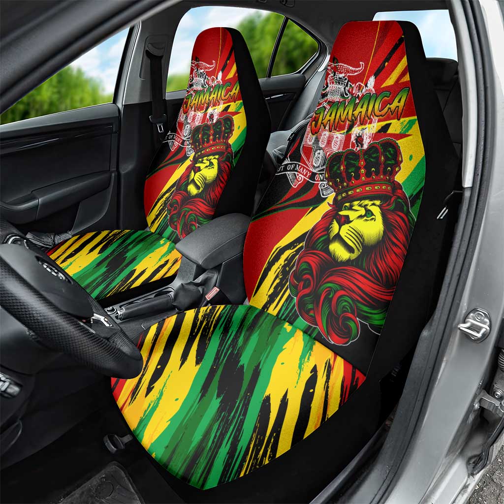 Jamaica Lion Car Seat Cover Coat Of Arms Rastafarianism