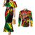 Jamaica Lion Couples Matching Mermaid Dress and Long Sleeve Button Shirt Coat Of Arms Rastafarianism