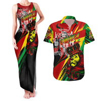 Jamaica Lion Couples Matching Tank Maxi Dress and Hawaiian Shirt Coat Of Arms Rastafarianism