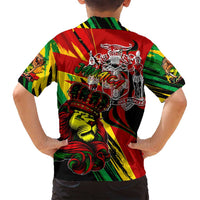 Jamaica Lion Family Matching Long Sleeve Bodycon Dress and Hawaiian Shirt Coat Of Arms Rastafarianism