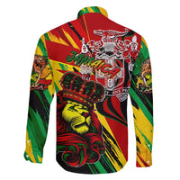 Jamaica Lion Family Matching Long Sleeve Bodycon Dress and Hawaiian Shirt Coat Of Arms Rastafarianism