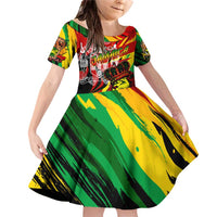 Jamaica Lion Family Matching Off Shoulder Short Dress and Hawaiian Shirt Coat Of Arms Rastafarianism