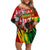 Jamaica Lion Family Matching Off Shoulder Short Dress and Hawaiian Shirt Coat Of Arms Rastafarianism