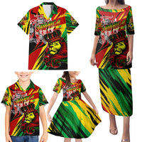 Jamaica Lion Family Matching Puletasi and Hawaiian Shirt Coat Of Arms Rastafarianism