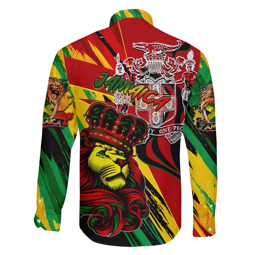 Jamaica Lion Family Matching Tank Maxi Dress and Hawaiian Shirt Coat Of Arms Rastafarianism