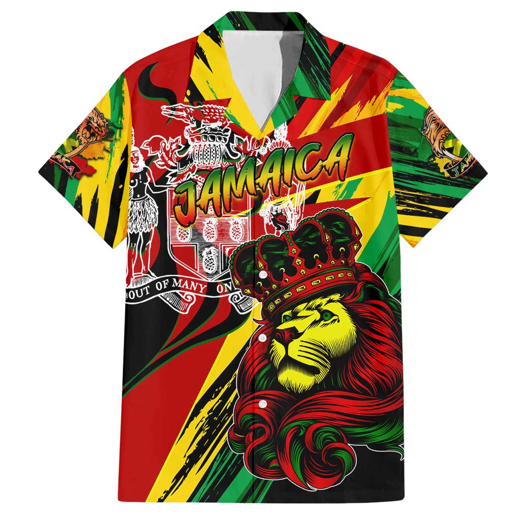 Jamaica Lion Hawaiian Shirt Coat Of Arms Rastafarianism