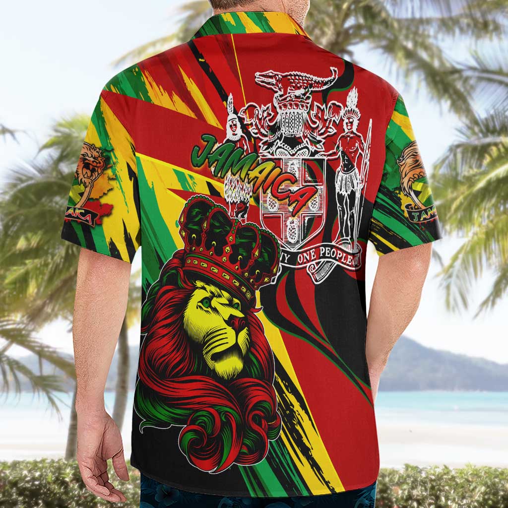 Jamaica Lion Hawaiian Shirt Coat Of Arms Rastafarianism