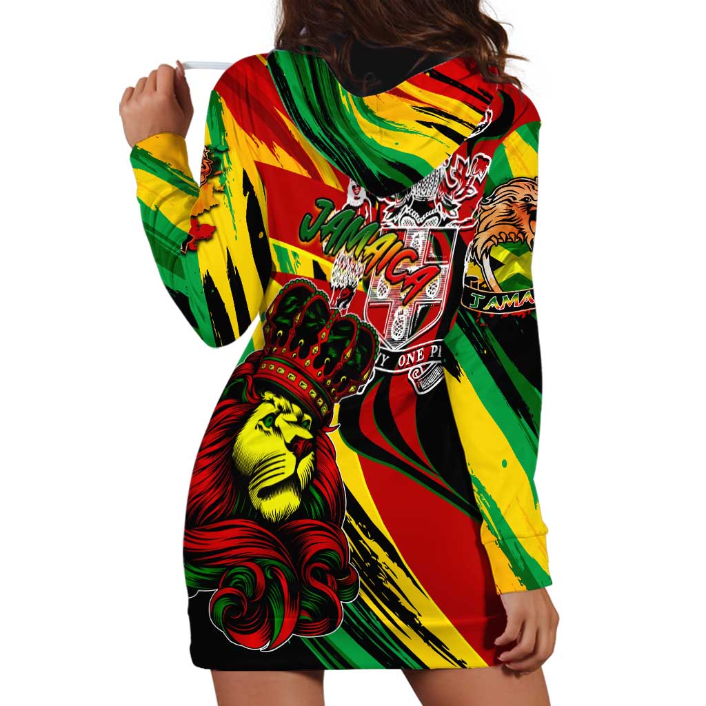 Jamaica Lion Hoodie Dress Coat Of Arms Rastafarianism