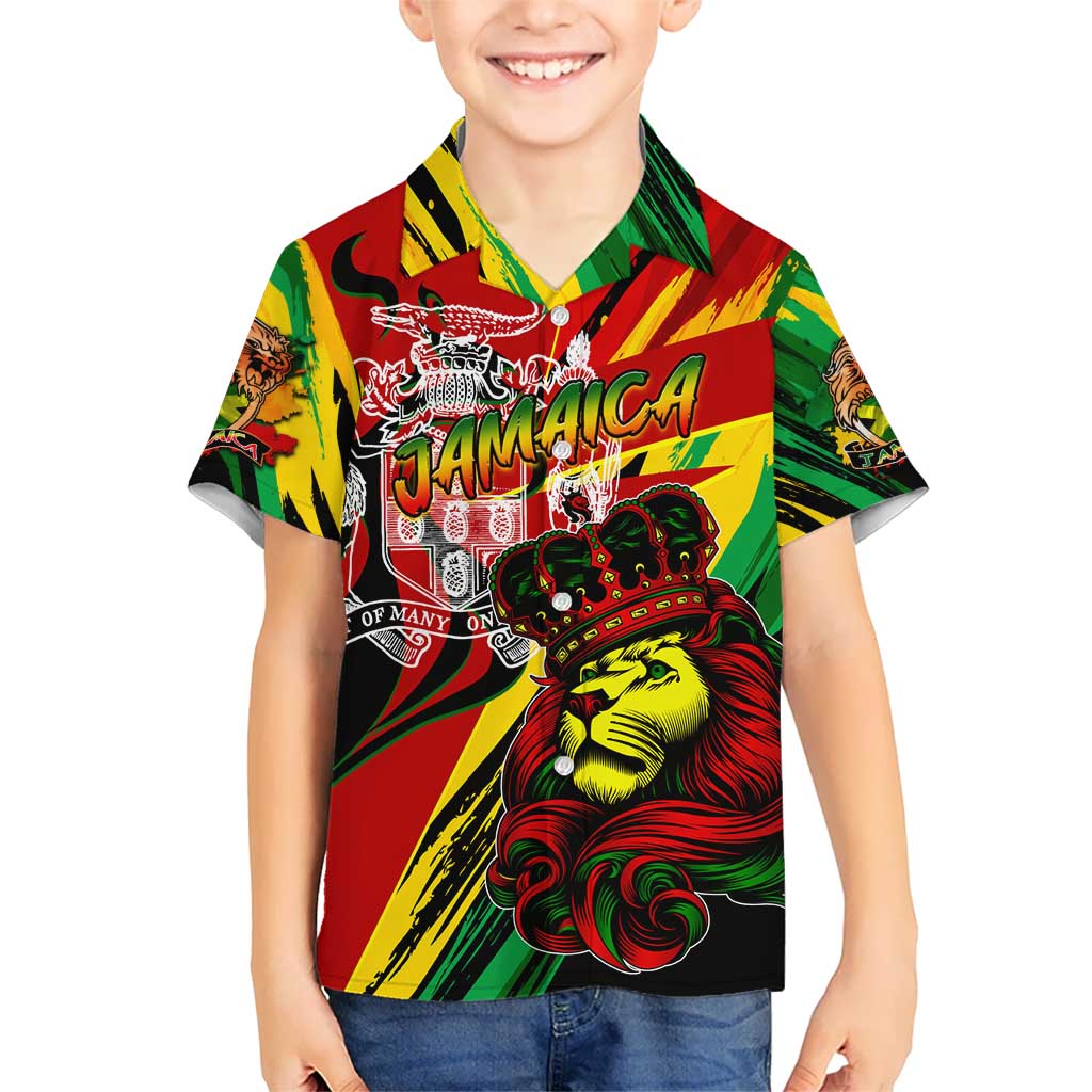 Jamaica Lion Kid Hawaiian Shirt Coat Of Arms Rastafarianism