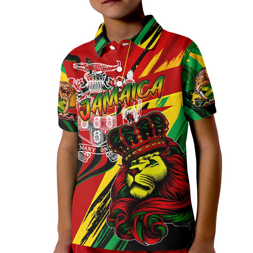 Jamaica Lion Kid Polo Shirt Coat Of Arms Rastafarianism