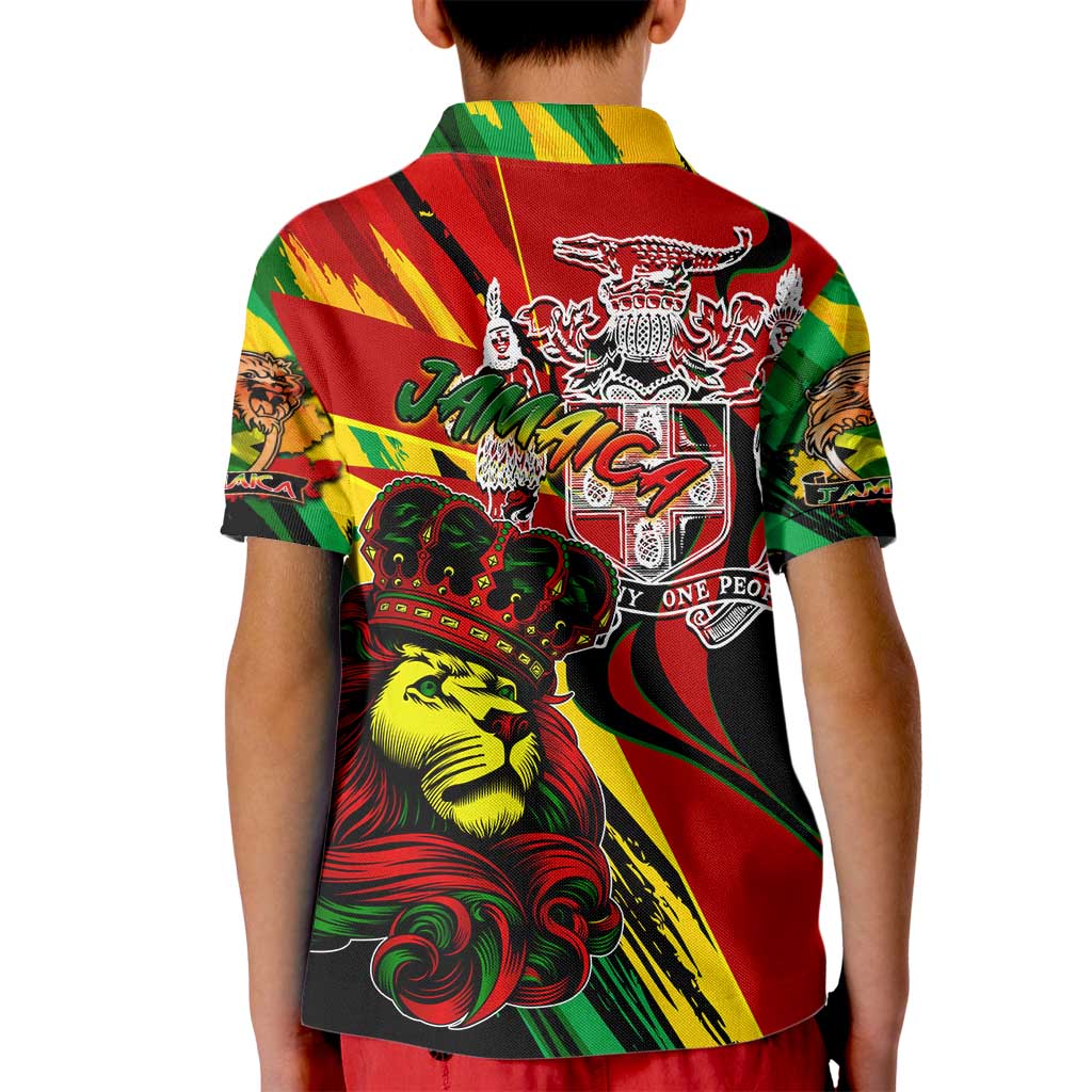 Jamaica Lion Kid Polo Shirt Coat Of Arms Rastafarianism