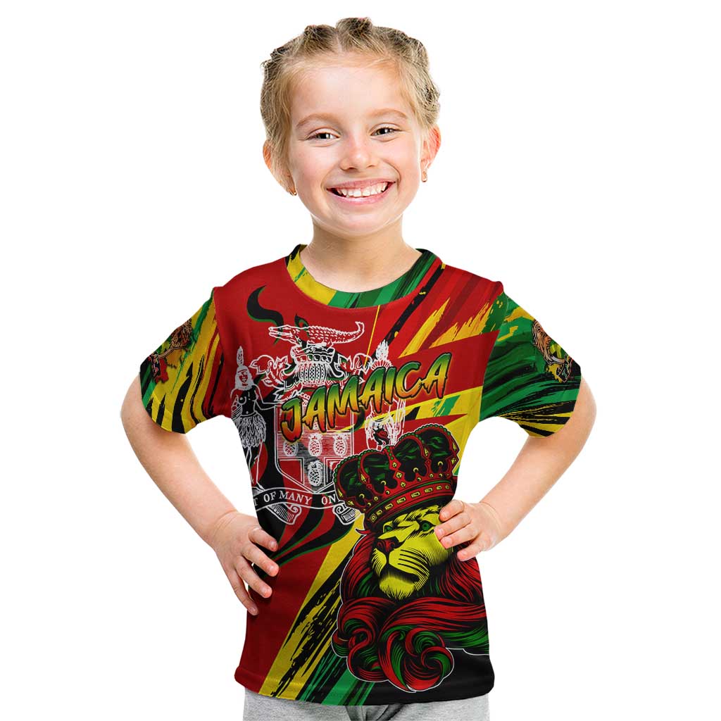 Jamaica Lion Kid T Shirt Coat Of Arms Rastafarianism
