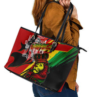 Jamaica Lion Leather Tote Bag Coat Of Arms Rastafarianism