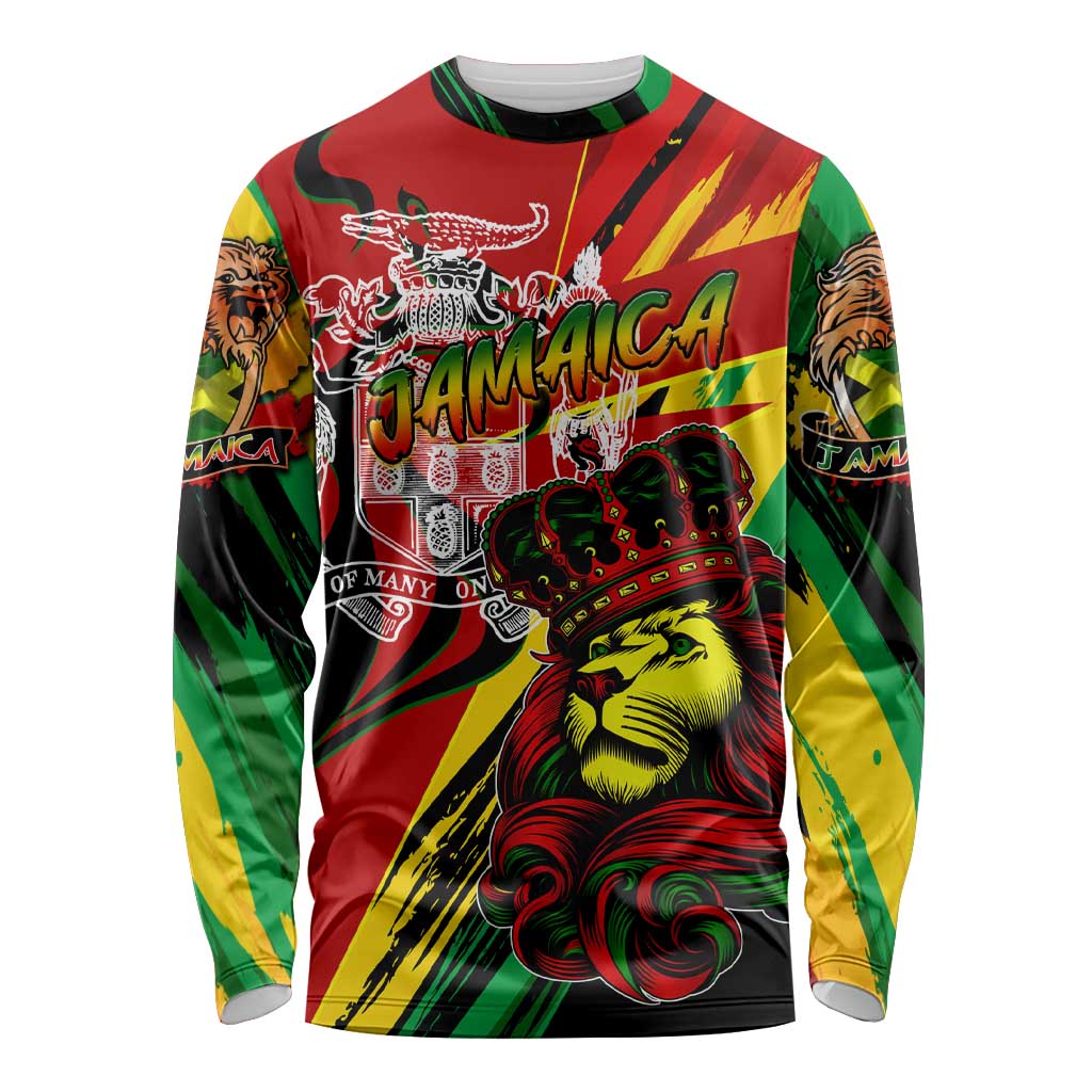 Jamaica Lion Long Sleeve Shirt Coat Of Arms Rastafarianism