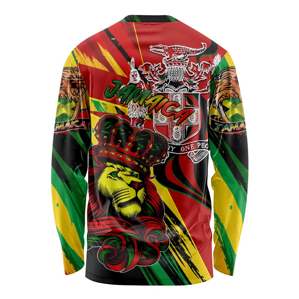 Jamaica Lion Long Sleeve Shirt Coat Of Arms Rastafarianism