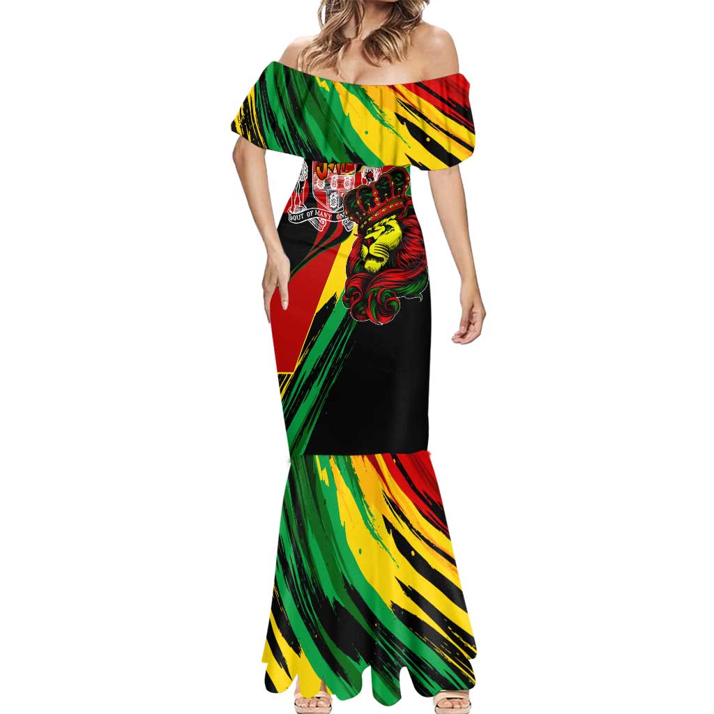 Jamaica Lion Mermaid Dress Coat Of Arms Rastafarianism