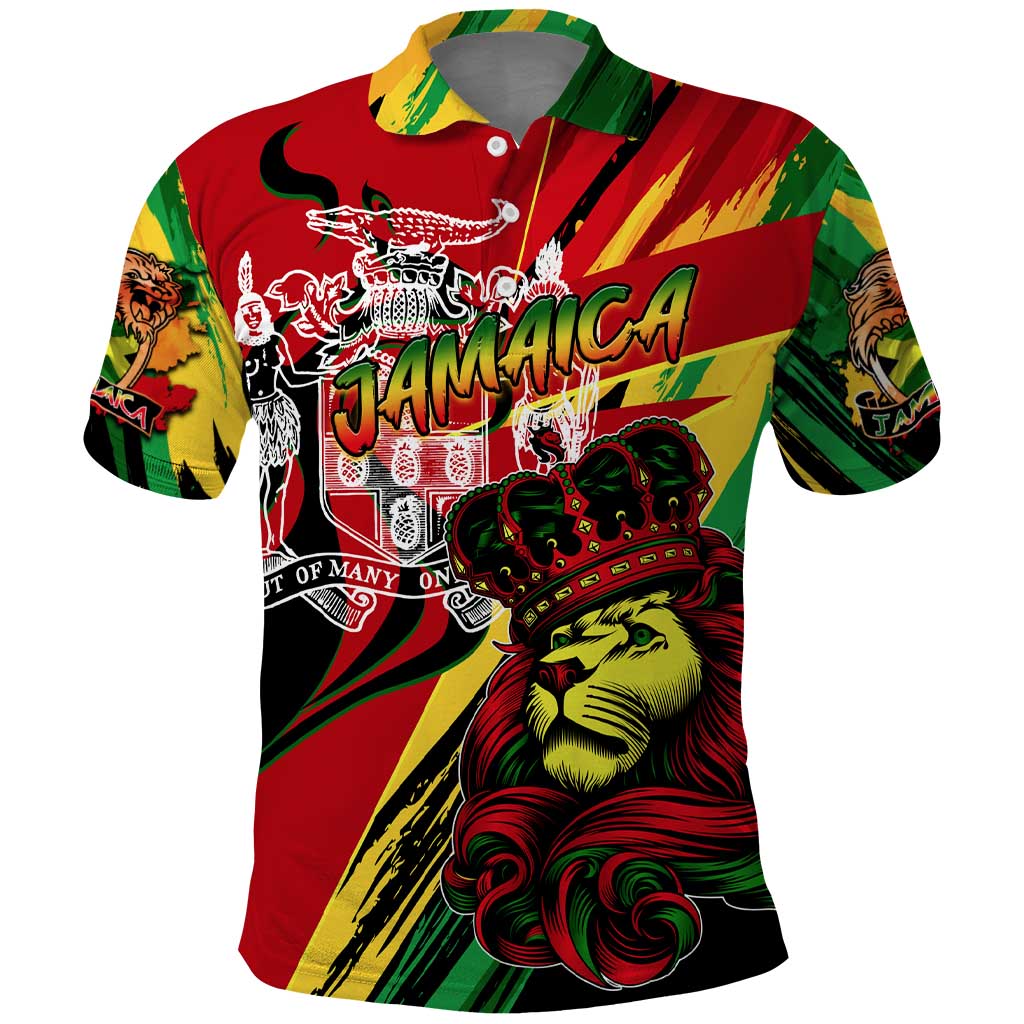 Jamaica Lion Polo Shirt Coat Of Arms Rastafarianism
