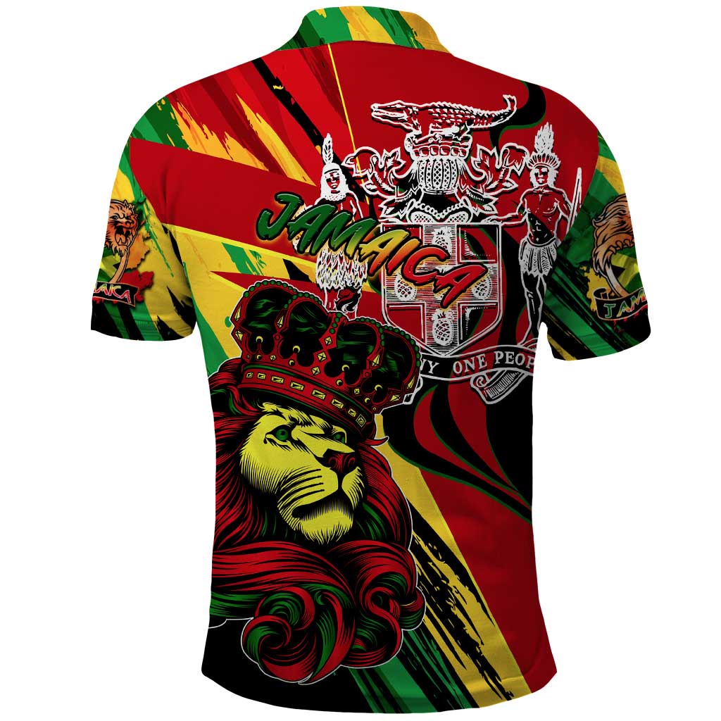 Jamaica Lion Polo Shirt Coat Of Arms Rastafarianism